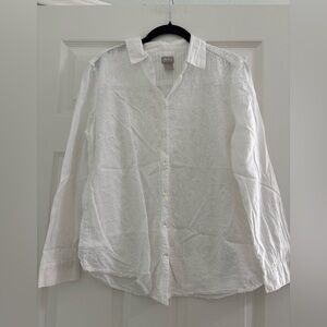 Chico's White Embroidered Button-Down Shirt
